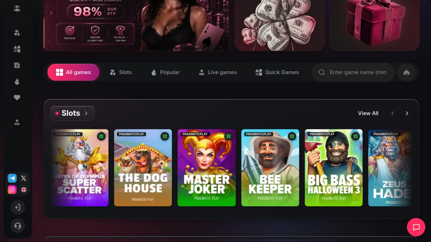 Sneket Casino: нижняя часть страницы