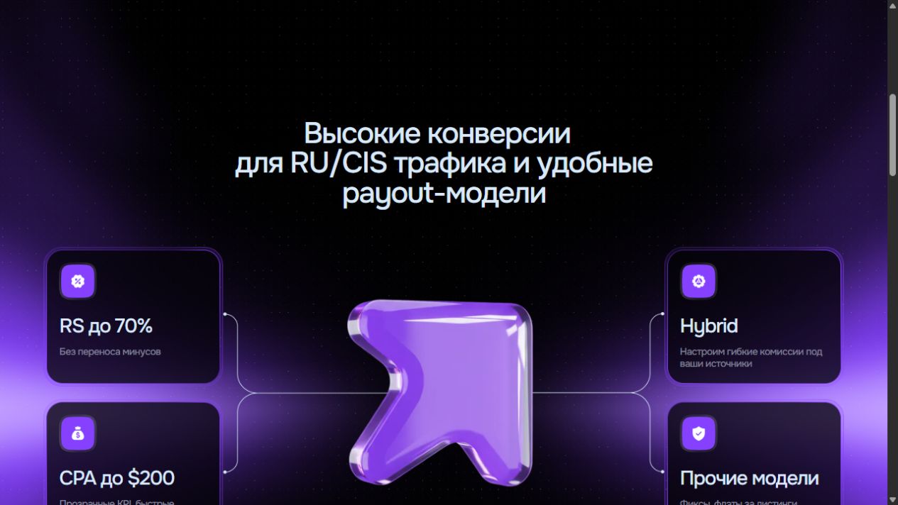 Публичные payout-модели: RS, CPA, Hybrid и индивидуальные размещения.